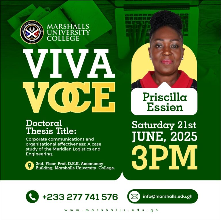 MARSHALLS DOCTORAL FACULTY (MDF) – PRISCILLA ESSIEN’S VIVA VOCE ...